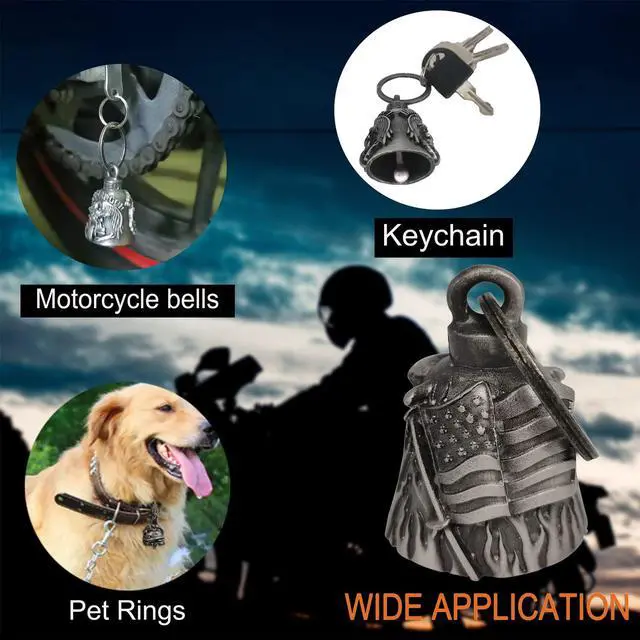 Alt view image 4 of 6 - Motorcycle us flag rider bell for bikers,heavy spirit bells accessory and key chain for luck (DBL4-L US flag)
