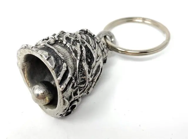 Alt view image 6 of 7 - Skull Dragon Bell - Biker Bell Accessory or Key Chain for Good Luck on the Road