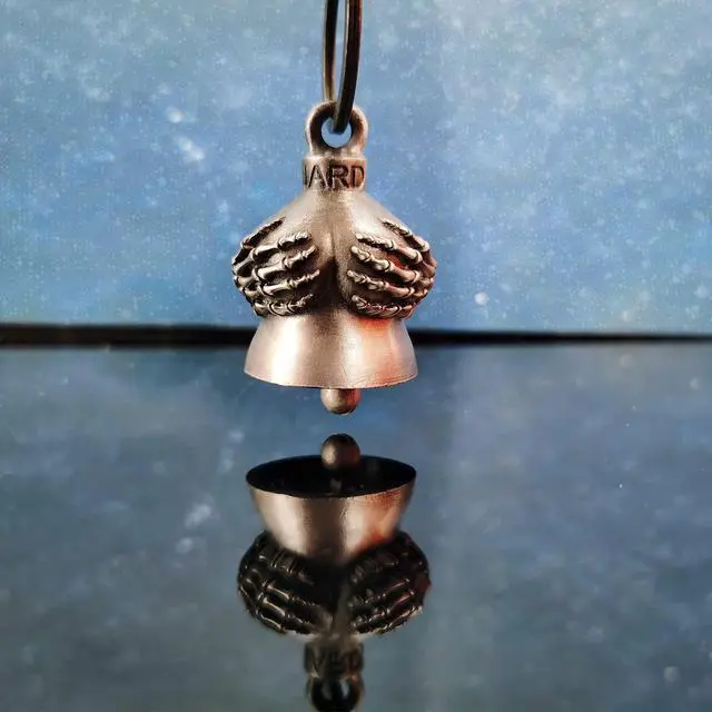 Alt view image 3 of 7 - Motorcycle Bell with Hanger, Key Chain with Delicate Luck Bell, 3D Design Zinc Alloy, Unisex, Keychain, Biker Accessories