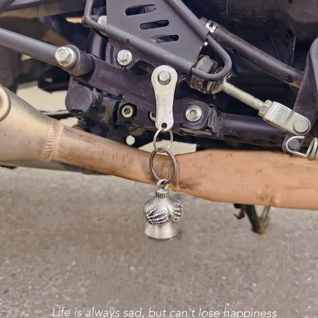Alt view image 7 of 7 - Motorcycle Bell with Hanger, Key Chain with Delicate Luck Bell, 3D Design Zinc Alloy, Unisex, Keychain, Biker Accessories