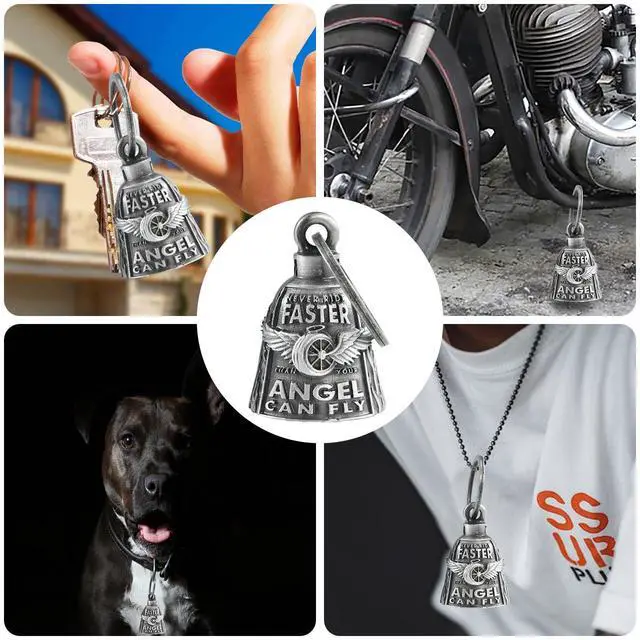 Alt view image 4 of 7 - Motorcycle Bells for Bikers Guardian Angel Gremlin Motorcycle Bells for Motorcycle Rider Key Chain for Luck (Never Rider Faster Than Your Angel Can)