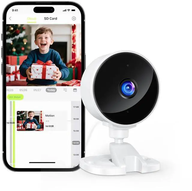 Alt view image 8 of 14 - Indoor Security Camera 2.4GHz, Baby Monitor, Pet Camera, Dog Cam, Night Vision, 2-Way Audio, Motion Detection, Works w/Alexa, Subscription Free Local Storage or Optional Cloud