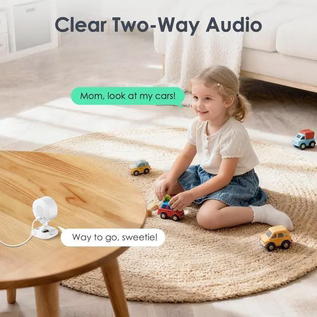 Alt view image 10 of 14 - Indoor Security Camera 2.4GHz, Baby Monitor, Pet Camera, Dog Cam, Night Vision, 2-Way Audio, Motion Detection, Works w/Alexa, Subscription Free Local Storage or Optional Cloud