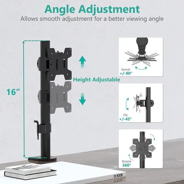 Alt view image 10 of 14 - Single Monitor Mount, Monitors Desk Mount, Single Monitor Arm Holds Screen Up to 32inch, 22lbs, Fully Adjustable Mount Designed for Home Office Application(M001S), Black