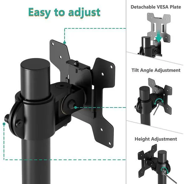 Alt view image 12 of 14 - Single Monitor Mount, Monitors Desk Mount, Single Monitor Arm Holds Screen Up to 32inch, 22lbs, Fully Adjustable Mount Designed for Home Office Application(M001S), Black