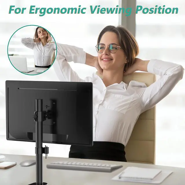 Alt view image 14 of 14 - Single Monitor Mount, Monitors Desk Mount, Single Monitor Arm Holds Screen Up to 32inch, 22lbs, Fully Adjustable Mount Designed for Home Office Application(M001S), Black