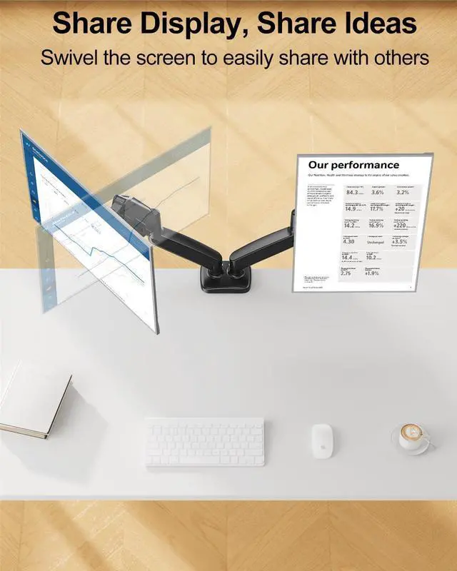 Alt view image 12 of 14 - Dual Monitor Mount Fits 13 to 32 Inch Screen, Height Adjustable Monitor Stand for 2 Monitors, Full Motion Display Arm Holds up to 17. 6lbs Each, Computer Desk VESA Mount, Black
