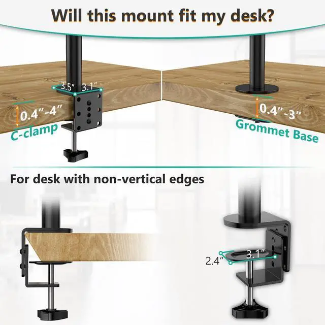 Alt view image 13 of 14 - Single Monitor Stand Desk Mount, 39 inch Tall Monitor Stand Fully Adjustable, Articulating Arm for Computer Screen up to 32 inch, 22lbs (M001XXL), Black