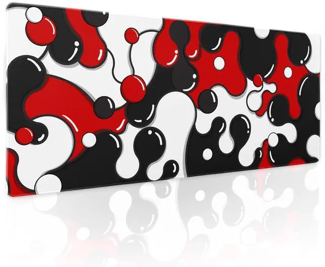 Alt view image 8 of 14 - Red Black White Mouse Pad Anime Cool Geometric Japanese Extended Desk Mat 80X30cm Non-Slip Rubber Base Stitched Edge Large XL Mousepad for Desk Gaming Laptop Desktop,31.5×11.8 Inch