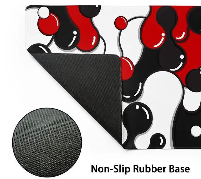 Alt view image 10 of 14 - Red Black White Mouse Pad Anime Cool Geometric Japanese Extended Desk Mat 80X30cm Non-Slip Rubber Base Stitched Edge Large XL Mousepad for Desk Gaming Laptop Desktop,31.5×11.8 Inch