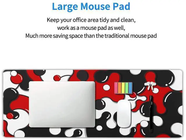 Alt view image 13 of 14 - Red Black White Mouse Pad Anime Cool Geometric Japanese Extended Desk Mat 80X30cm Non-Slip Rubber Base Stitched Edge Large XL Mousepad for Desk Gaming Laptop Desktop,31.5×11.8 Inch