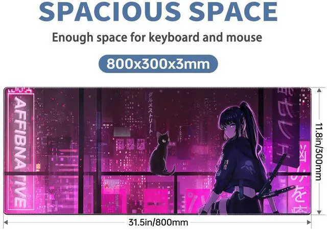 Alt view image 9 of 14 - Japanese Samurai Anime Mouse Pad Large Desk Mat Extended Keyboard Mouse Pad Gaming Mousepad with Non-Slip Base and Stitched Edge Anime Mouse Mat Desk Pad 31.5 X 11.8 In Mouse Pads for Desk Home Office