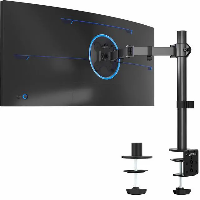 Alt view image 8 of 14 - Single 13 to 38 inch Ultrawide Monitor Arm Desk Mount, Regular Screens up to 32 inches, 22 lbs capacity, Fully Adjustable Stand with C-Clamp and Grommet Base, Black, STAND-V001