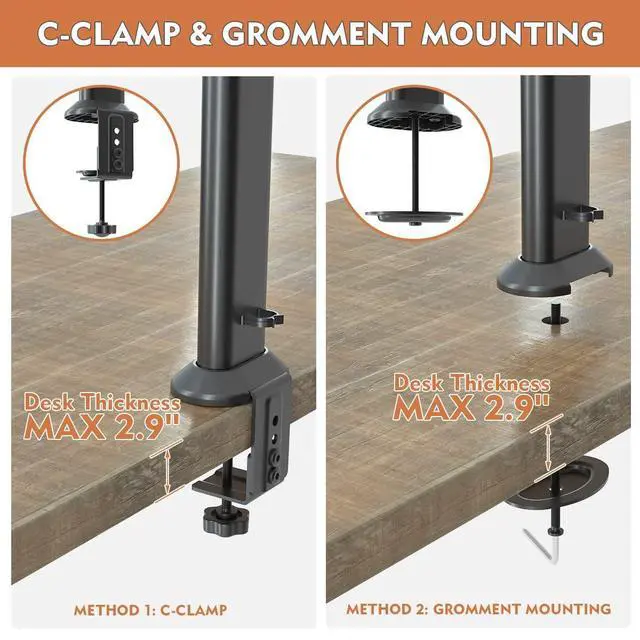 Alt view image 13 of 14 - Single Desk Monitor Arm Mount Stand Fit for 13 inch to 32 inch Flat Curved Computer Screen with Swivel, Height Adjustable, Rotation,Holds up to 77lbs, Black