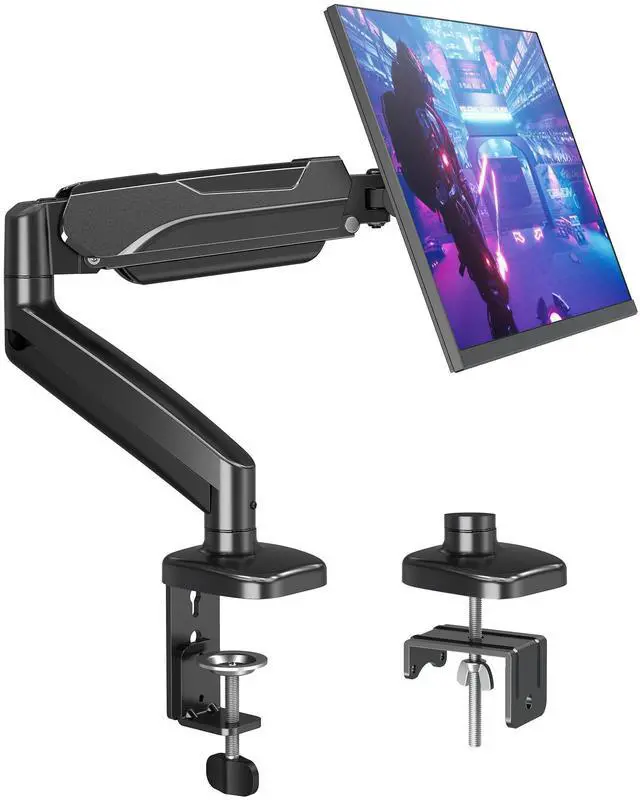 Alt view image 8 of 14 - Single Monitor Desk Mount Holds Screen up to 32 inch, Height Adjustable Monitor Arm, Full Motion Computer Monitors Stand with Clamp/Grommet Base, VESA Mounts Fit 4.4-17.6lbs Computer, Black