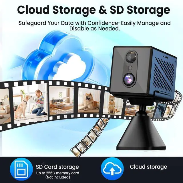 Alt view image 11 of 14 - 2026 Upgraded 4K Security Camera, 5GHz WiFi Indoor Camera, Free Cloud Storage, Home Security Camera with Night Vision, Motion Sensor, Long Battery Life, Motion Detection, Wireless Surveillance Cam