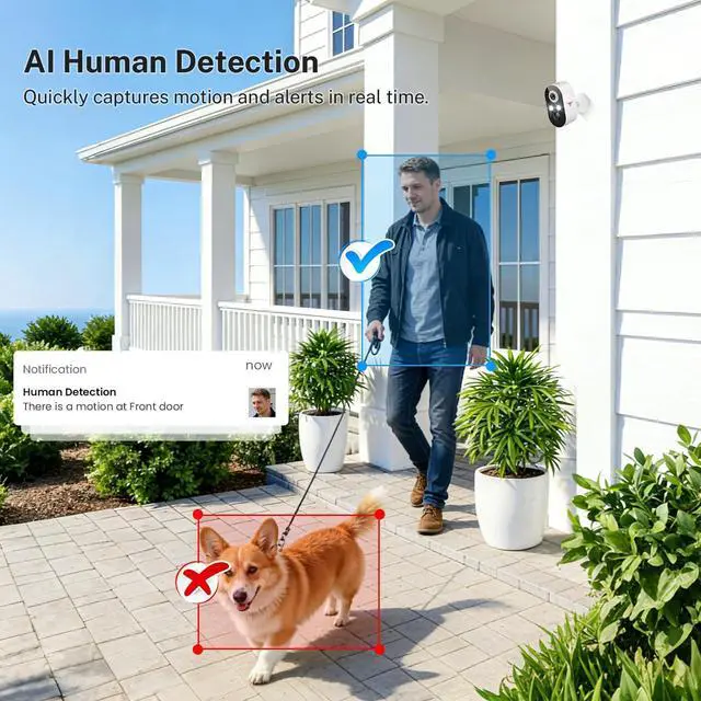 Alt view image 10 of 14 - 1080P Wireless Security Camera Outdoor/Indoor, Rechargeable Battery Powered, AI Detection, Color Night Vision, 2-Way Audio, Water Resistant, Wi-Fi