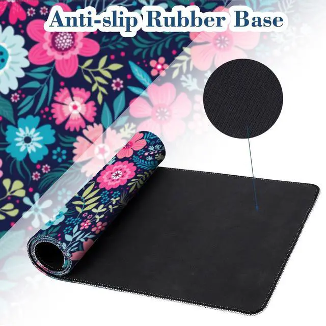 Alt view image 10 of 14 - Large Mouse Pad Colorful Flowers Extended Gaming Mousepad Waterproof Desk Pad with Non-Slip Base and Stitched Edge Keyboard Pad XL 11.8 x 31.5 Inch Mouse Mat for Home Office Desk Decor