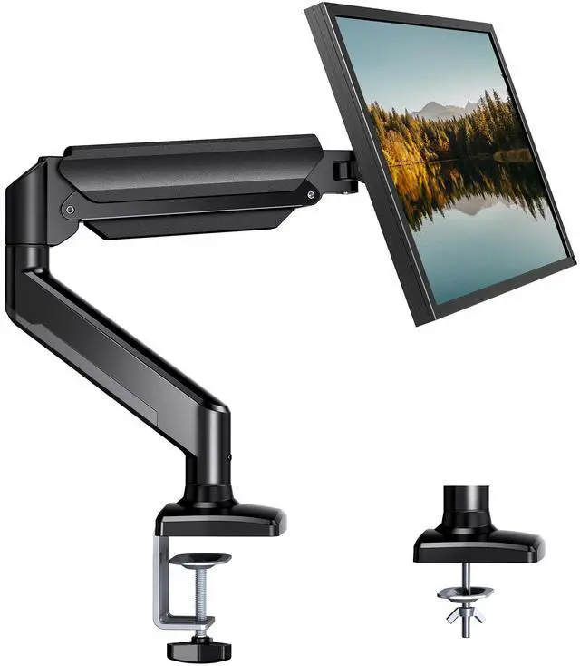 Alt view image 8 of 14 - Single Monitor Arm 13-34 Inch, Adjustable Gas Spring Arm, Monitor Desk Mount for 4.4-22lbs, VESA 75/100mm with C-Clamp/Grommet Base, Ergonomic Stand for Work/Gaming