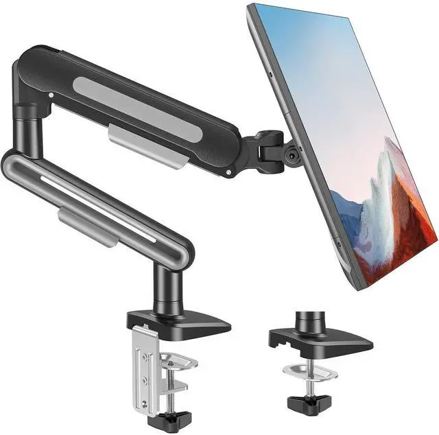 Alt view image 8 of 14 - Single Monitor Desk Mount for Max 40 Inch Screens, Adjustable Gas Spring Monitor Arm Holds up to 26.5lbs, Computer Monitor Stand with Clamp and Grommet Base, VESA Mount 75x75mm/100x100mm