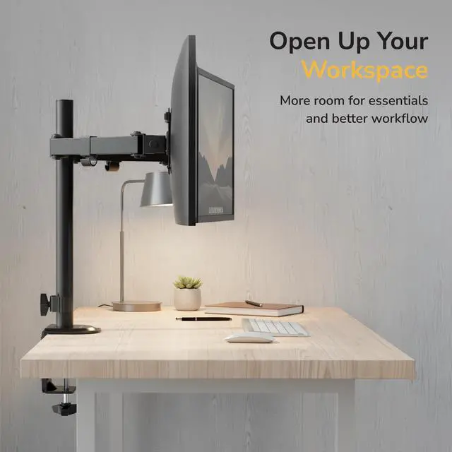 Alt view image 9 of 14 - Dual Monitor Stand, Full Motion Desk Mount for 2 Screens up to 32 and 19.8 lbs Each, Tilt Swivel Rotate, VESA 75x75 & 100x100, Adjustable Dual Screen Arm with C-Clamp or Grommet