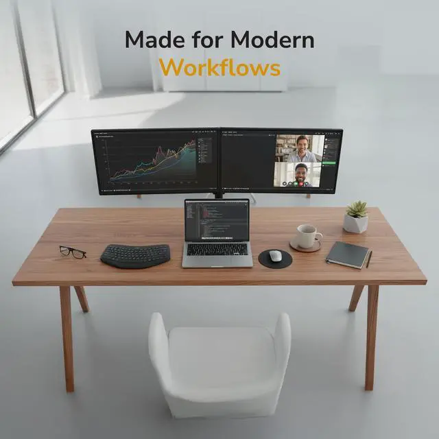 Alt view image 12 of 14 - Dual Monitor Stand, Full Motion Desk Mount for 2 Screens up to 32 and 19.8 lbs Each, Tilt Swivel Rotate, VESA 75x75 & 100x100, Adjustable Dual Screen Arm with C-Clamp or Grommet