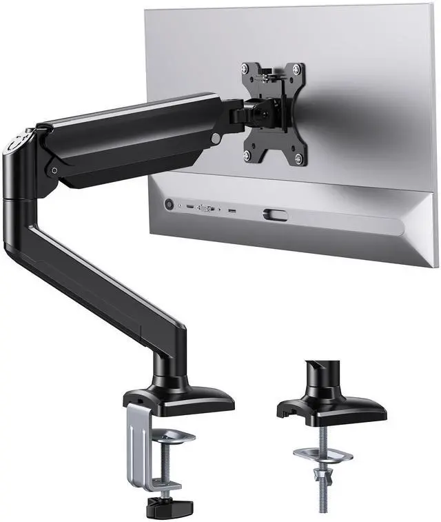 Alt view image 8 of 14 - Single Monitor Arm for 13-36 inch Screens, Adjustable Gas Spring Monitor Mount Holds up to 22 lbs, Computer Monitor Stand with VESA Mount, C-Clamp & Grommet Base, Max VESA 100x100mm