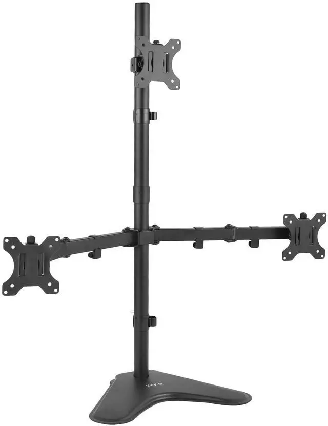 Alt view image 8 of 14 - Triple LCD LED Computer Monitor Desk Stand, Free Standing Heavy Duty Fully Adjustable Mount for 3 Screens up to 30 inches STAND-V003E