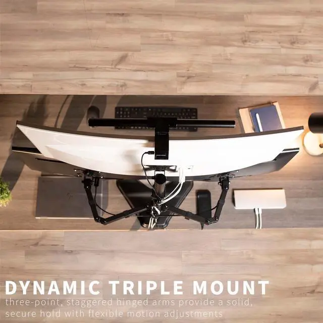 Alt view image 14 of 14 - Triple LCD LED Computer Monitor Desk Stand, Free Standing Heavy Duty Fully Adjustable Mount for 3 Screens up to 30 inches STAND-V003E