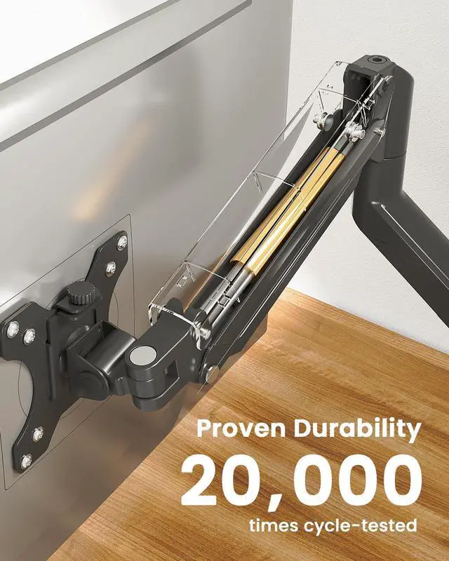 Alt view image 12 of 14 - Single Monitor Arm for 13-36 inch Screens, Adjustable Gas Spring Monitor Mount Holds up to 22 lbs, Computer Monitor Stand with VESA Mount, C-Clamp & Grommet Base, Max VESA 100x100mm