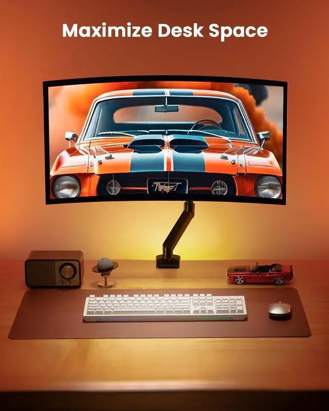 Alt view image 13 of 14 - Single Monitor Arm for 13-36 inch Screens, Adjustable Gas Spring Monitor Mount Holds up to 22 lbs, Computer Monitor Stand with VESA Mount, C-Clamp & Grommet Base, Max VESA 100x100mm