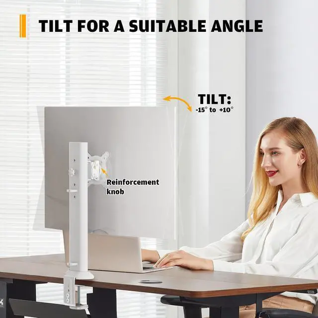 Alt view image 10 of 14 - Single Desk Monitor Arm Mount Stand Fit for 13 inch to 32 inch Flat Curved Computer Screen with Swivel, Height Adjustable, Rotation,Holds up to 77lbs, White