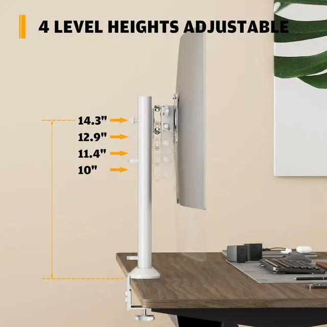 Alt view image 12 of 14 - Single Desk Monitor Arm Mount Stand Fit for 13 inch to 32 inch Flat Curved Computer Screen with Swivel, Height Adjustable, Rotation,Holds up to 77lbs, White