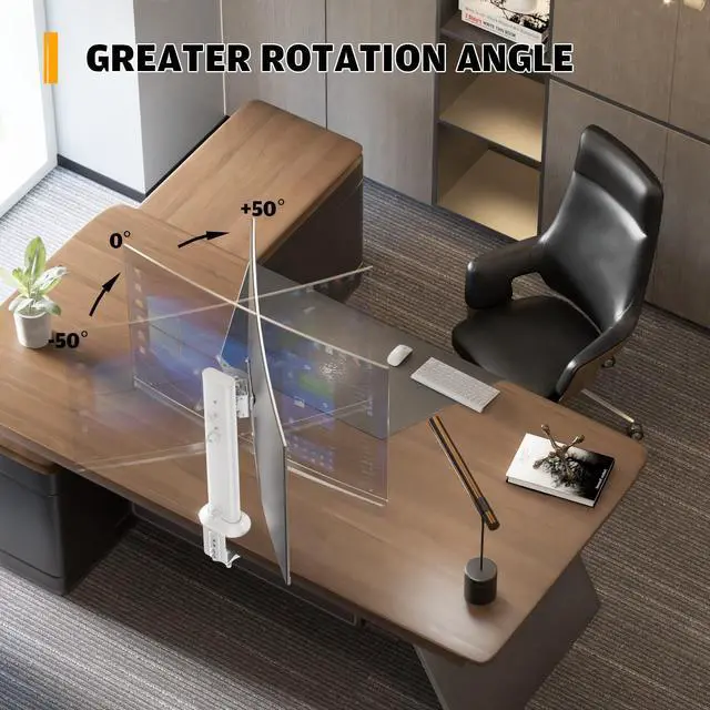 Alt view image 11 of 14 - Single Desk Monitor Arm Mount Stand Fit for 13 inch to 32 inch Flat Curved Computer Screen with Swivel, Height Adjustable, Rotation,Holds up to 77lbs, White