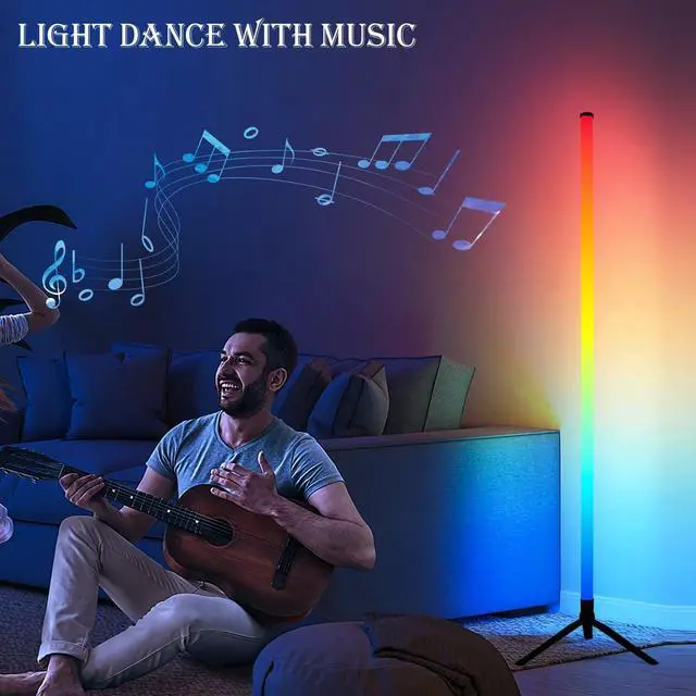 Alt view image 13 of 14 - RGB LED Corner Floor LampDIY Floor Lamp with Music Sync and 16 Million Colors, 15 Dynamic Modes, App & Remote Control,Standingl Corner Changing Ambience Light, for Living Bedroom Room Gaming Room