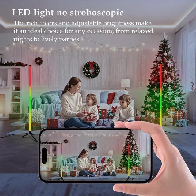 Alt view image 10 of 14 - Corner Floor Lamp with Music Sync, Smart Modern LED Corner with Remote Control, RGB DIY LED Lamp Changing Ambience Light, Color Changing Standing Floor Lamp for Living Room Gaming Room