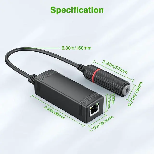 Alt view image 14 of 14 - Gigabit PoE Splitter 12V Output with IEEE 802.3af/at Standard Compliant 10,100,1000Mbps Power Over Ethernet Splitter Adapter for Security Camera CCTV Surveillance IP, AP, Wireless Bridge (2 Pack)