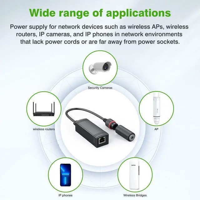 Alt view image 12 of 14 - Gigabit PoE Splitter 12V Output with IEEE 802.3af/at Standard Compliant 10,100,1000Mbps Power Over Ethernet Splitter Adapter for Security Camera CCTV Surveillance IP, AP, Wireless Bridge (2 Pack)