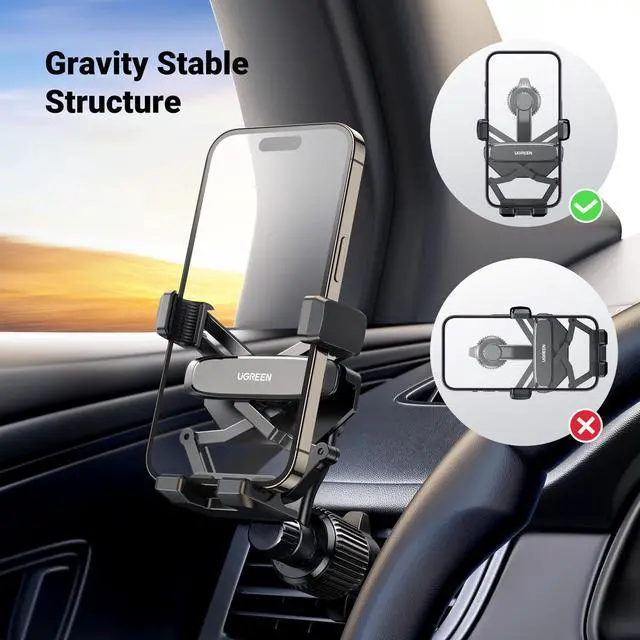 Alt view image 10 of 14 - Car Phone Holder Vent Phone Mount, Never Blocking Air Vent Clip Cellphone Holder Compatible with iPhone 17 16 15 14 13 12 Pro Max Mini Plus, iPhone 11 SE XS XR 8 7 6 6S Smartphone, Black