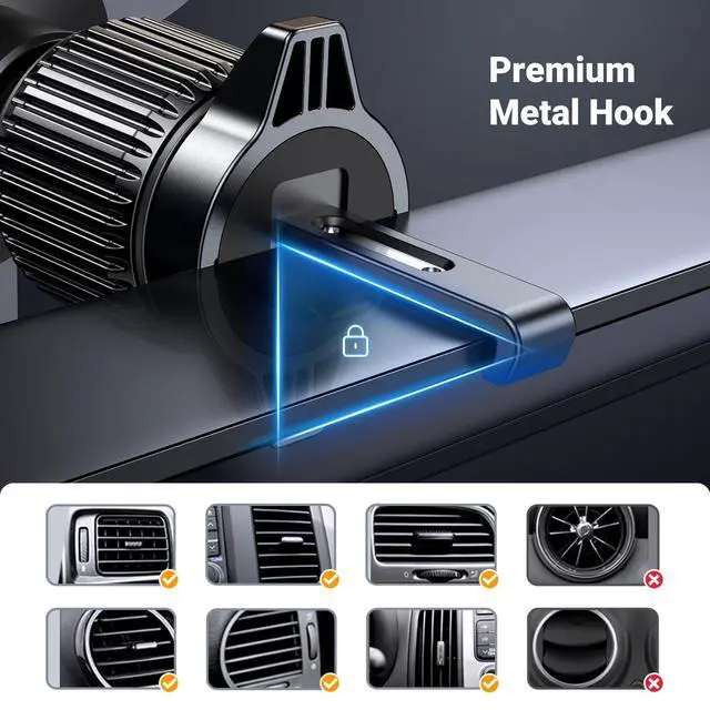 Alt view image 11 of 14 - Car Phone Holder Vent Phone Mount, Never Blocking Air Vent Clip Cellphone Holder Compatible with iPhone 17 16 15 14 13 12 Pro Max Mini Plus, iPhone 11 SE XS XR 8 7 6 6S Smartphone, Black