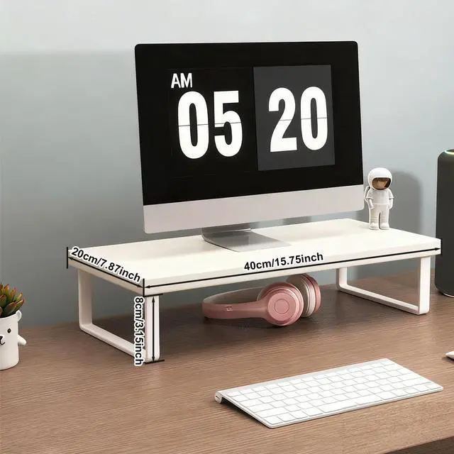 Alt view image 10 of 14 - Stable Wood Computer Monitor Stand for Desk Organizer, Anti-slip Computer Riser Monitor Shelf for PC Laptop Notebook Home & Office (White)