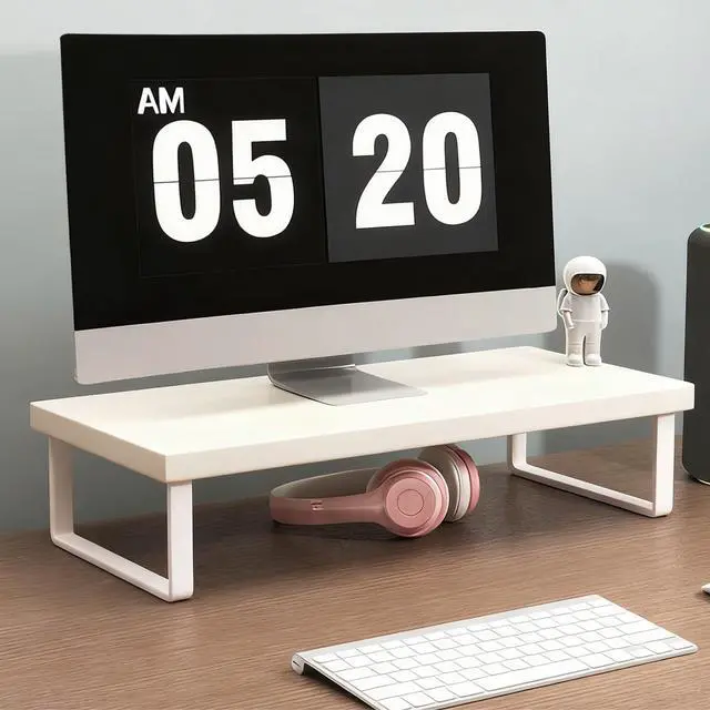 Alt view image 8 of 14 - Stable Wood Computer Monitor Stand for Desk Organizer, Anti-slip Computer Riser Monitor Shelf for PC Laptop Notebook Home & Office (White)