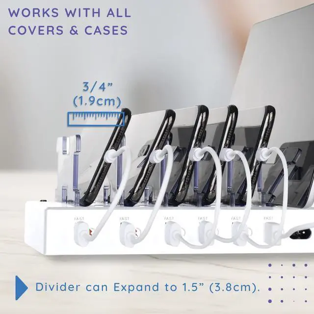 Alt view image 13 of 14 - Charging Station for Multiple Devices 6-Port USB Charging Dock for Apple & Android Fast Multi-Charger Organizer for Phones, Tablets & More Universal Desktop Charging Hub with Smart IC Tech