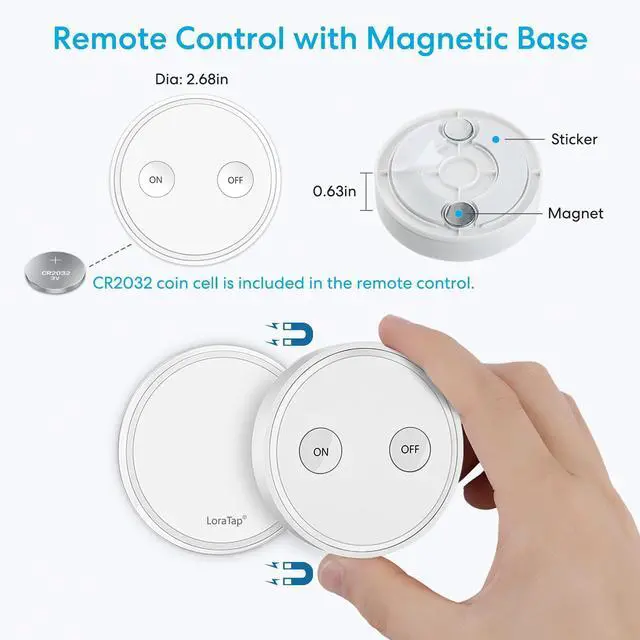Alt view image 14 of 14 - Wireless Outlet - Ergonomic Round Remote (Comfort Grip!) + Magnetic Wall Base - Stick & Grab, No Wall Damage - 15A/1875W 100ft Range - Control for Hard-to-Reach Sockets, No More Bending