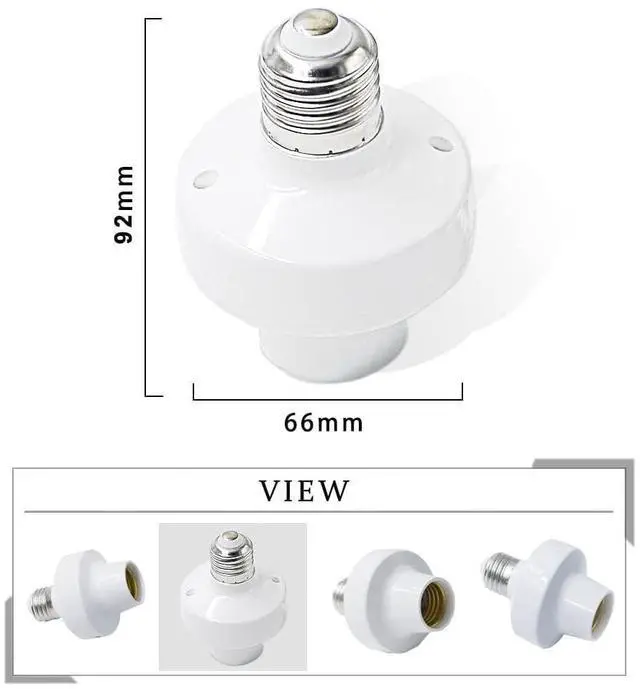 Alt view image 13 of 14 - RF 433Mhz Wireless Remote Control Light Lamp Socket E26 E27 Bulb Base Holder,Light Switch Kit with Wall-Mounted Controller for Pull Chain Light Lamp Fixtures