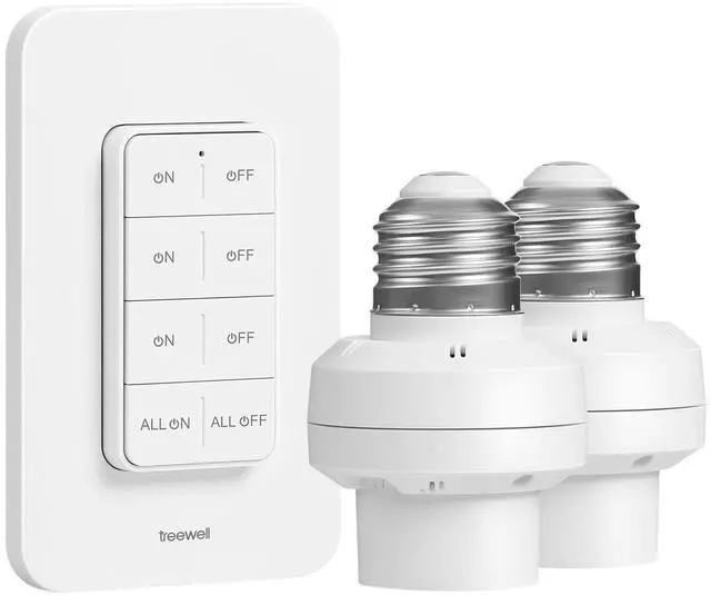Alt view image 8 of 14 - Remote Control Light Bulb Socket, 200FT Long Range Wireless Light Switch, Remote Light Socket for Pull Chain Light Fixture, No Wiring Needed (1 Wall Mounted Switch and 2 Sockets)