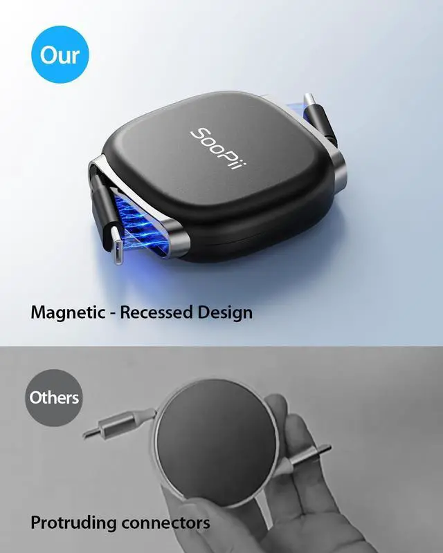 Alt view image 11 of 14 - USB C to USB C Cable, 240W Retractable USB C Fast Charging Cable with Mag Snap Storage, 5-Stage Length Preset Type C Cable for lPhone 16/15 Pro Max, Galaxy S25/24 Black (2Pack 3.3FT)