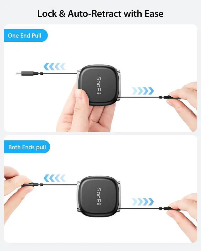 Alt view image 13 of 14 - USB C to USB C Cable, 240W Retractable USB C Fast Charging Cable with Mag Snap Storage, 5-Stage Length Preset Type C Cable for lPhone 16/15 Pro Max, Galaxy S25/24 Black (2Pack 3.3FT)