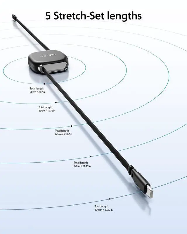 Alt view image 14 of 14 - USB C to USB C Cable, 240W Retractable USB C Fast Charging Cable with Mag Snap Storage, 5-Stage Length Preset Type C Cable for lPhone 16/15 Pro Max, Galaxy S25/24 Black (2Pack 3.3FT)