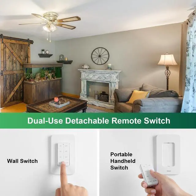 Alt view image 11 of 14 - Remote Control Light Bulb Socket, 200FT Long Range Wireless Light Switch, Remote Light Socket for Pull Chain Light Fixture, No Wiring Needed (1 Wall Mounted Switch and 2 Sockets)